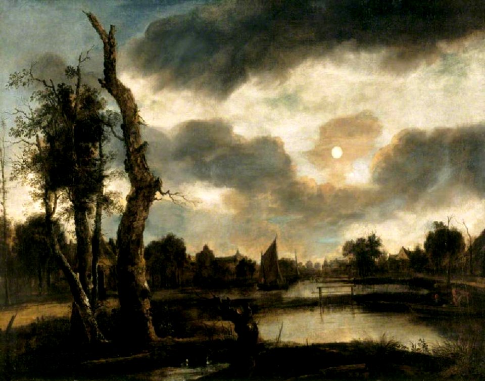 Aert van der Neer (1603-1677) - Moonlit Riverscape - 1420337 - National Trust