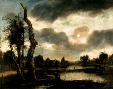 Aert van der Neer (1603-1677) - Moonlit Riverscape - 1420337 - National Trust