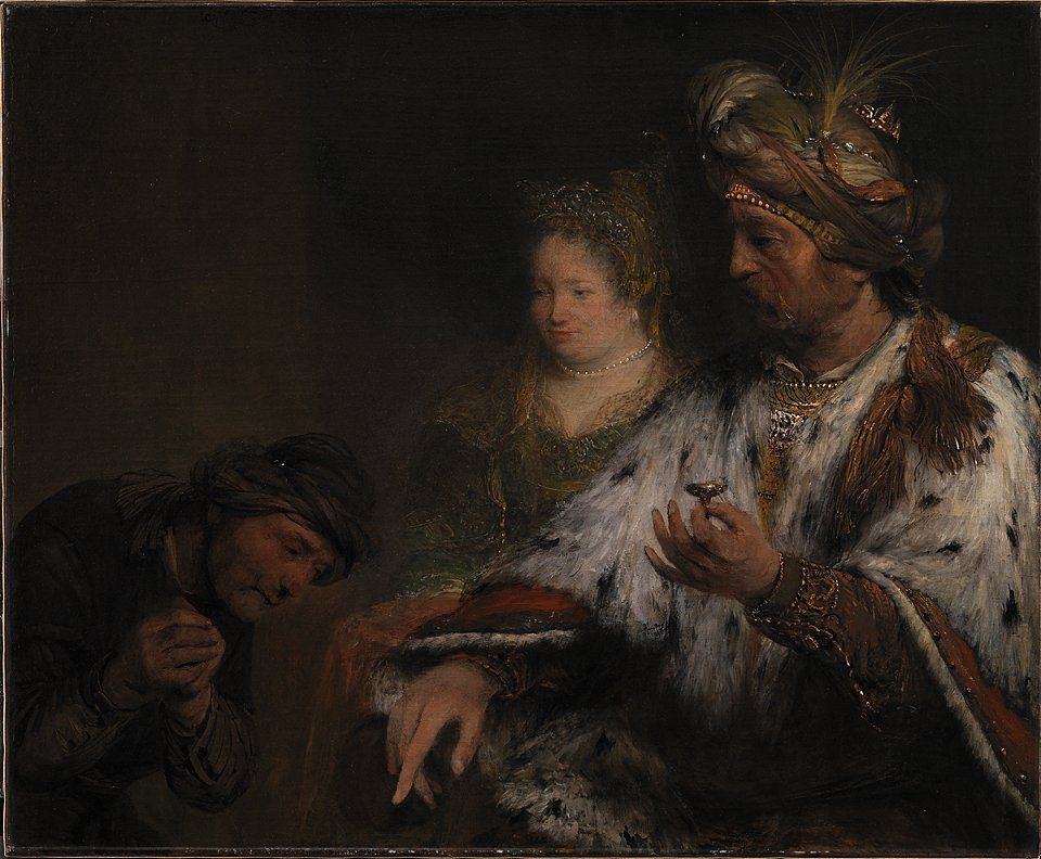 Aert de Gelder - Den persiske kong Ahasverus giver Mordokaj ringen - KMS1526 - Statens Museum for Kunst