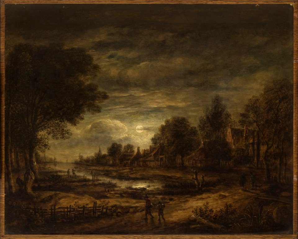 Aert van der Neer - Moonlight on a Canal Cat555