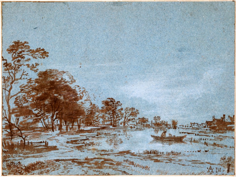 Aert van der Neer - River Landscape by Moonlight, c. 1650-1659 - Google Art Project