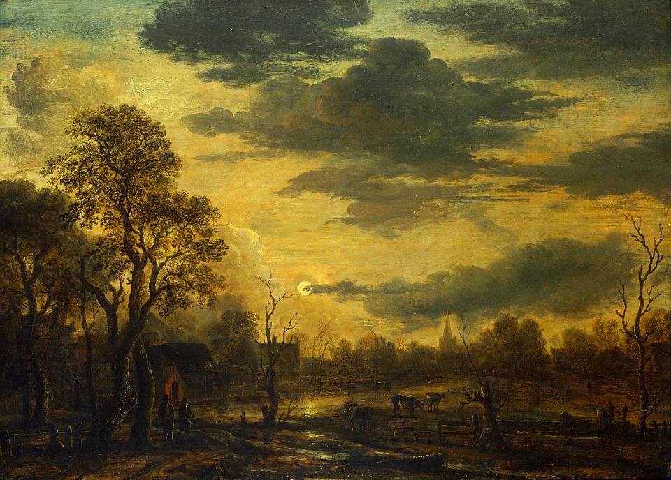 Aert van der Neer - Maannacht in een dorp - 1583 (OK) - Museum Boijmans Van Beuningen