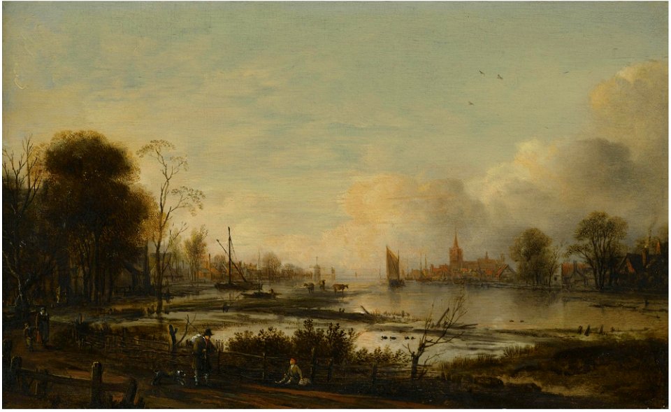 Aert van der Neer - River Landscape with Figures L08036-17-lr-1
