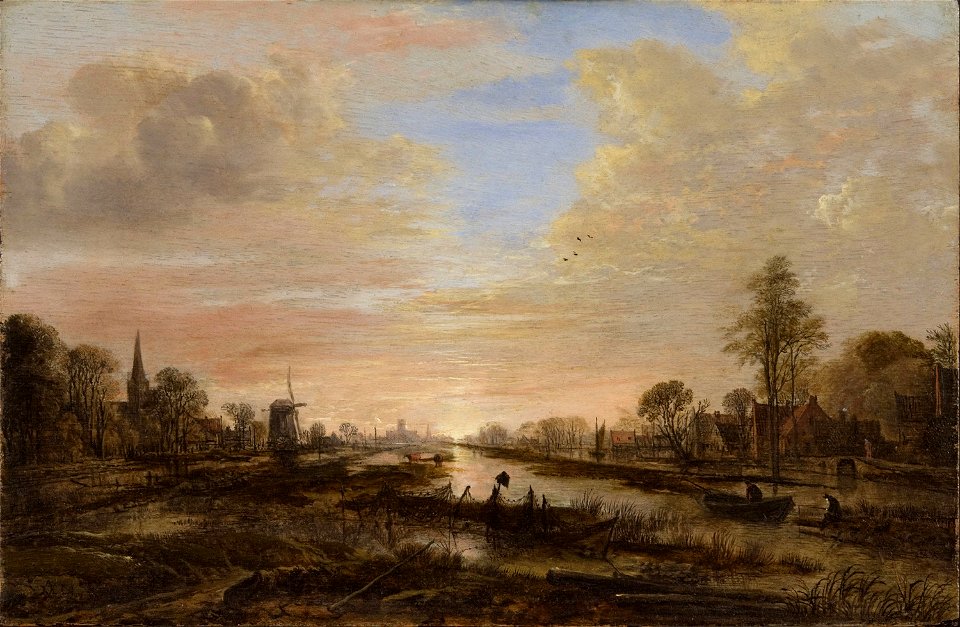 Aert van der Neer - Landscape with a River at Twilight E1924-3-52