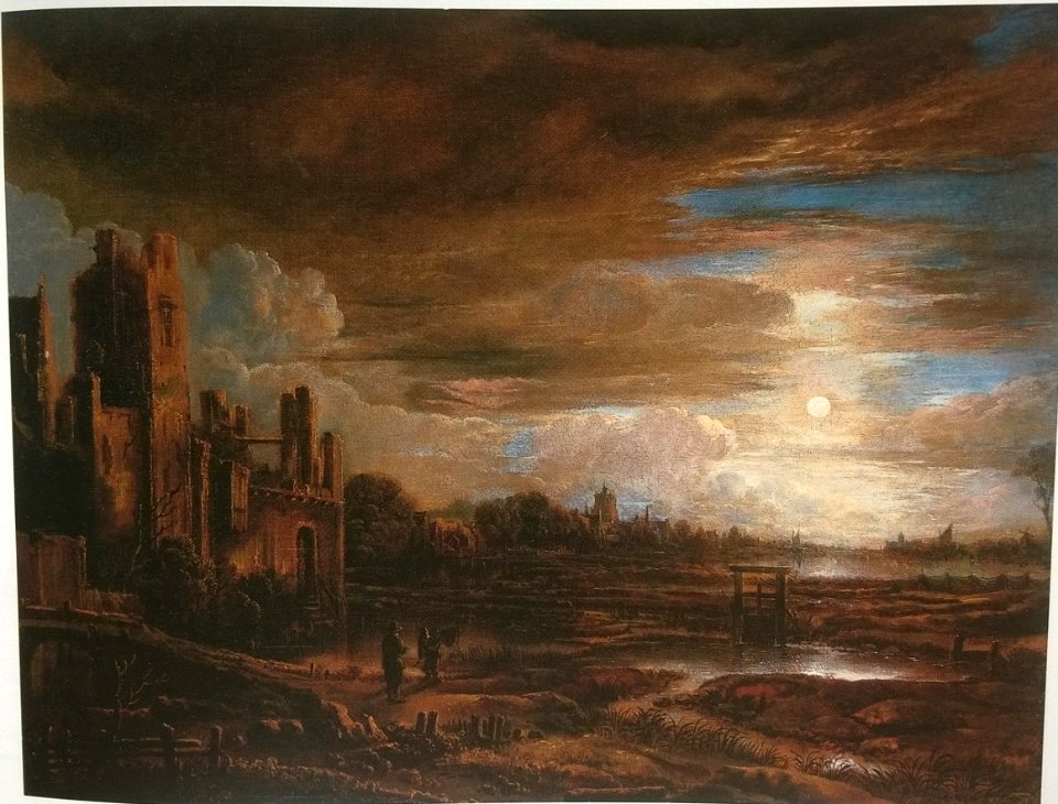 Aert van der Neer - A Moonlit Landscape with Ruins