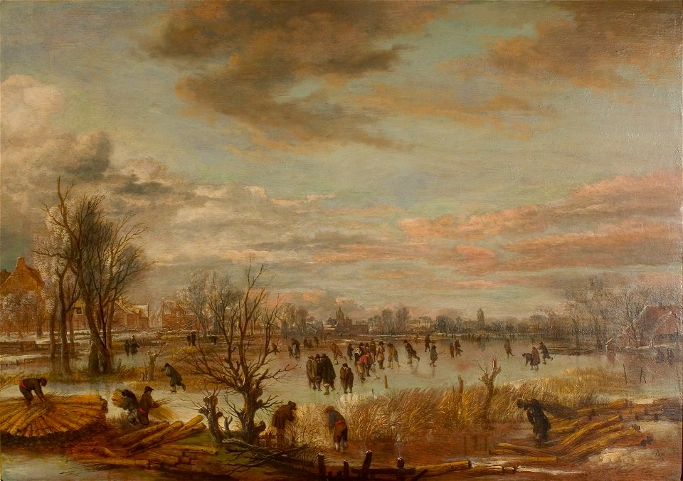 Aert van der Neer - Winterlandschap met rietsnijders - 0427 - Rijksmuseum Twenthe