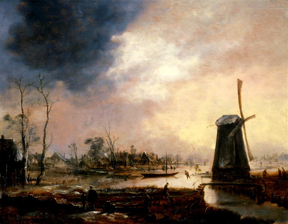 Aert van der Neer - A Winter Landscape with a Windmill - BF.1979.5 - Museum of Fine Arts