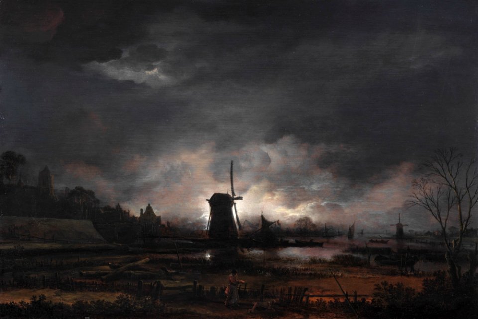 Aert van der Neer - Moonlit Landscape with a Windmill - 2001.35 - Detroit Institute of Arts