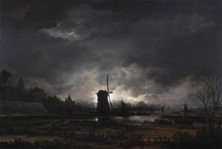 Aert van der Neer - Moonlit Landscape with a Windmill - 2001.35 - Detroit Institute of Arts