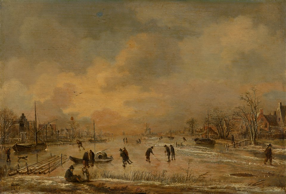 Aert van der Neer - Winter Landscape with Houses - 787 - Mauritshuis
