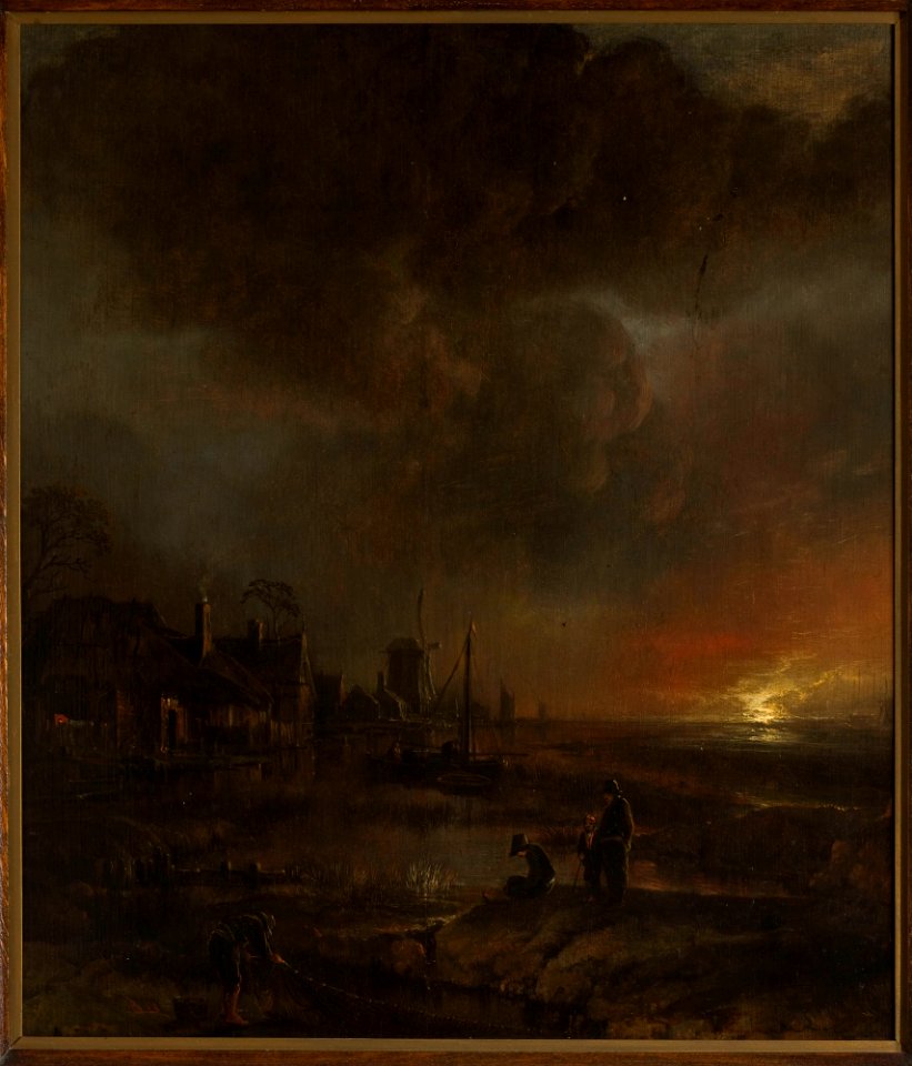 Aert van der Neer - Fishing at night - M.Ob.1205 - National Museum in Warsaw