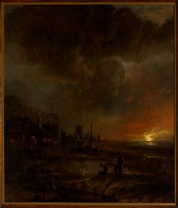 Aert van der Neer - Fishing at night - M.Ob.1205 - National Museum in Warsaw