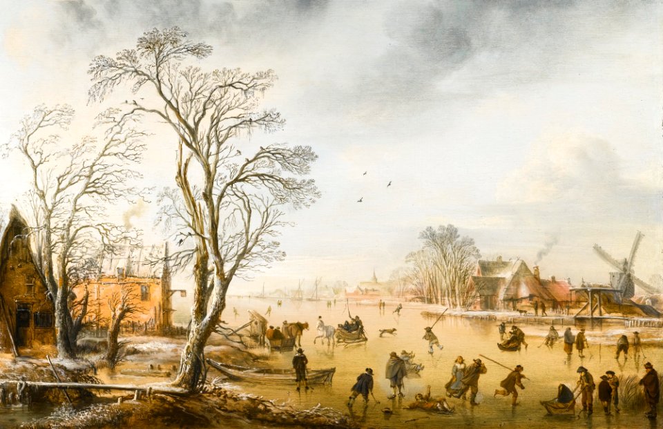 Aert van der Neer - Winter Landscape with Kolf Players