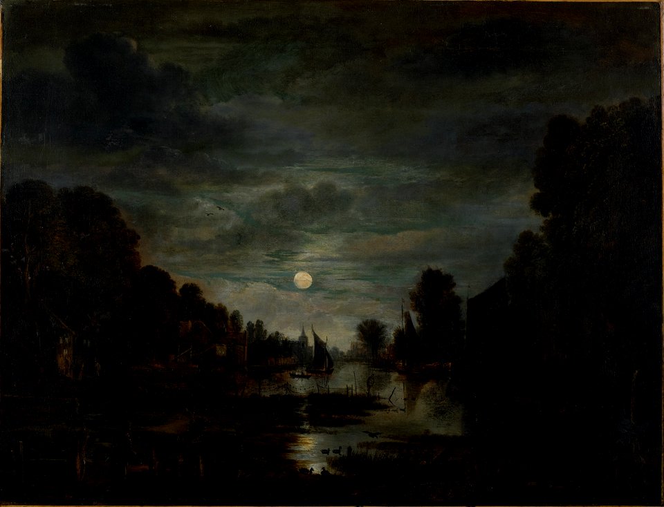 Aert van der Neer - River Landscape in Moonlight - y1959-134 - Princeton University Art Museum