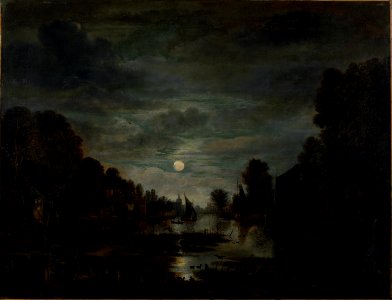 Aert van der Neer - River Landscape in Moonlight - y1959-134 - Princeton University Art Museum