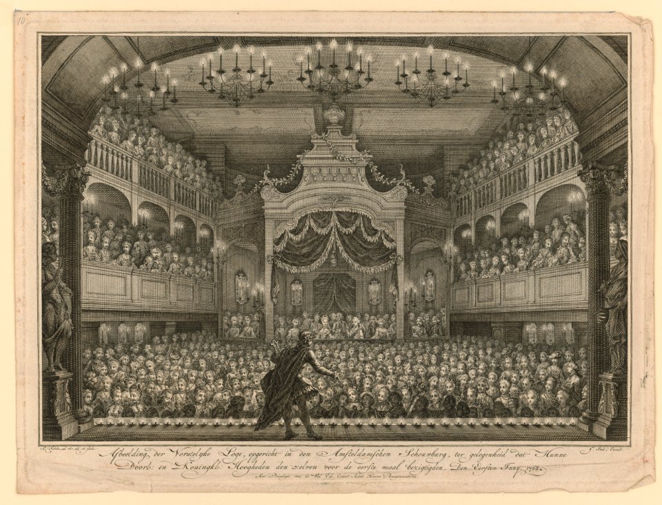 Afbeelding der Vorstelyke Loge, opgericht in den Amsteldamschen Schouwburg, ter gelegenheid dat Hunne, Doort- en Koningkle- Hoogheden den zelren voor de eerste maal bezigtigden. Den Eersten LCCN2003681768