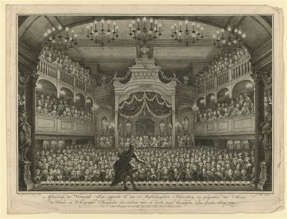 Afbeelding der Vorstelyke Loge, opgericht in den Amsteldamschen Schouwburg, ter gelegenheid dat Hunne, Doort- en Koningkle- Hoogheden den zelren voor de eerste maal bezigtigden. Den Eersten LCCN2003681768