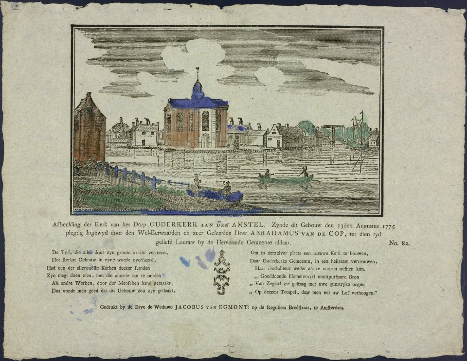 Afbeelding der kerk van het dorp Ouderkerk aan den Amstel-Catchpenny print-Borms 0502
