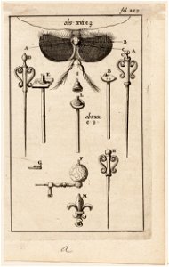 Afbeelding, fol. 207, ogen van een vlieg en diverse naalden, objectnr A 19438