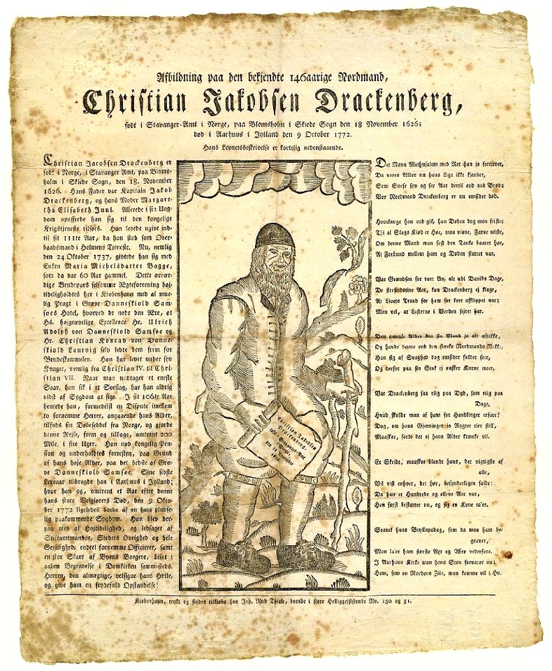 Afbildning paa den bekjendte 146aarige Nordmand, Christian Jakobsen Drackenberg object111