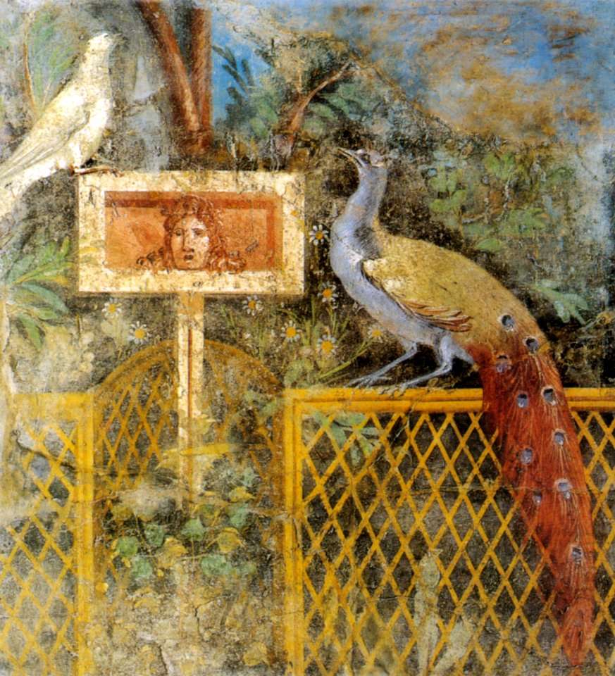 Affresco di giardino da pompei, museo archeologico nazionale, napoli