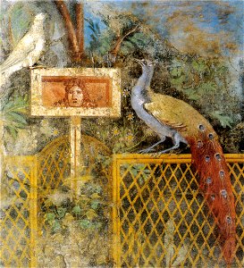 Affresco di giardino da pompei, museo archeologico nazionale, napoli