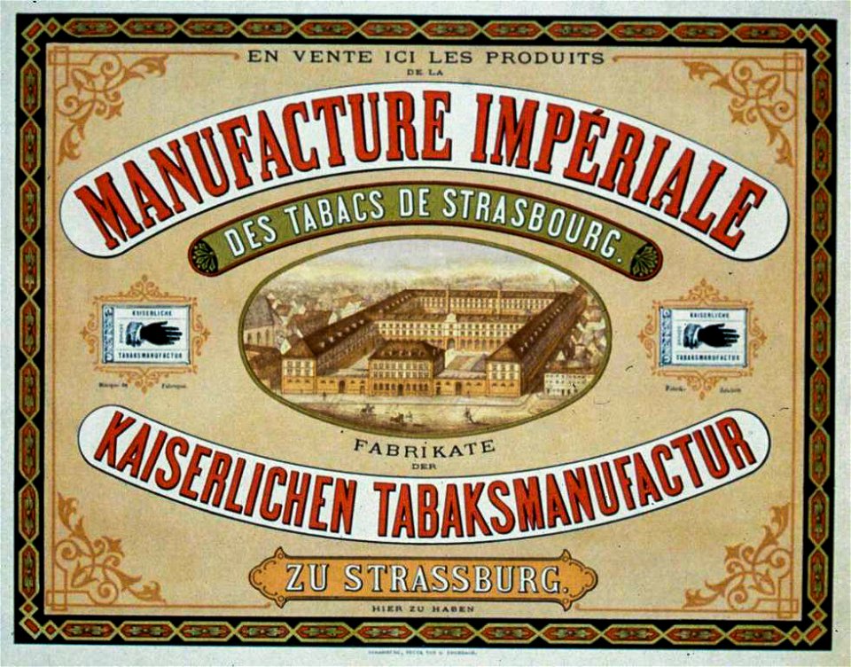 Affiche manufacture impériale des tabacs de Strasbourg