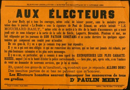 Affiche Paulin Méry, législatives 6 octobre 1889
