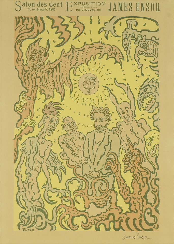 Affiche van Salon des Cent, Parijs, James Ensor, Mu.ZEE Oostende, SM001122b