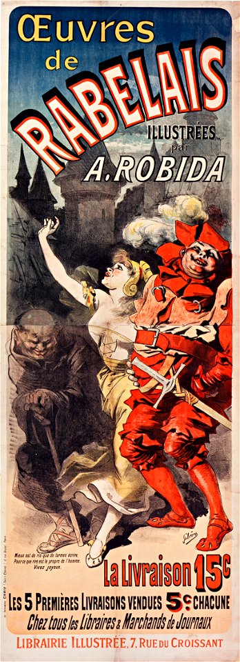 Affiche pour les œuvres de Rabelais illustrées par Robida