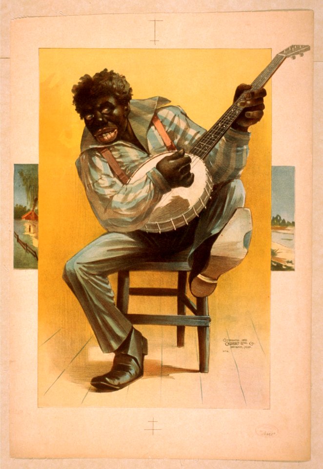 African American, seated, playing banjo LCCN2014637036