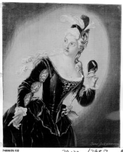 After a painting by Jean-Baptiste Santerre — Young Woman Holding a Mask