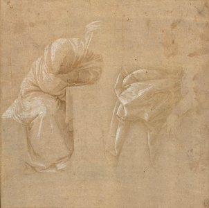 After Filippo Lippi - Two studies of drapery c. 1450, RCIN 912753. Free illustration for personal and commercial use.