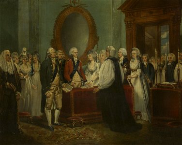 After Henry Singleton (1766-1839) - The Marriage of Frederick, Duke of York and Albany (1763-1827) to Frederica, Princess Royal of Prussia (1767-1820) - RCIN 402495 - Royal Collection