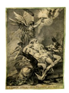 After Giovanni Battista Piazzetta - The dead Christ lying across his tomb, minstered by three angels, with the Cross in the background, after Piazzetta, 1871,0429.353