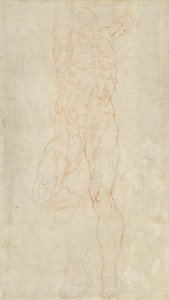 After Michelangelo Buonarroti - Verso Outlines of the figure and of one of the details traced through from the recto. c. 1600, RCIN 990435