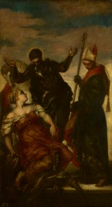 After Jacopo Tintoretto (1519-94) - Saint George, the Princess and Saint Louis of Toulouse - RCIN 405745 - Royal Collection