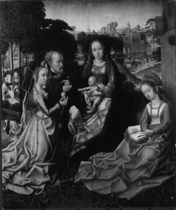 After Master of Frankfurt (1460 - c.1533) - The Holy Family with Saints Catherine and Barbara - RCIN 404289 - Royal Collection
