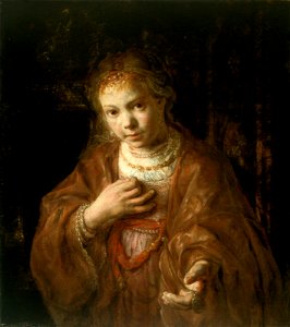 After Rembrandt - Young Girl Holding a Medal, Circa 1650