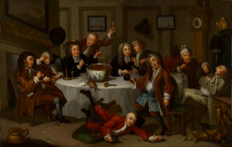 After William Hogarth (1697-1764) - A Midnight Modern Conversation - RCIN 405440 - Royal Collection