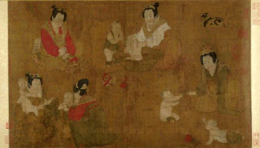 After Zhou Fang. Palace Ladies Bathing Children. Song copy, 11cent, Metmuseum - копия