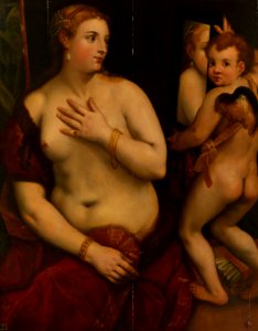 After Titian (c. 1488-Venice 1576) - Venus and Cupid with a Mirror - RCIN 402677 - Royal Collection