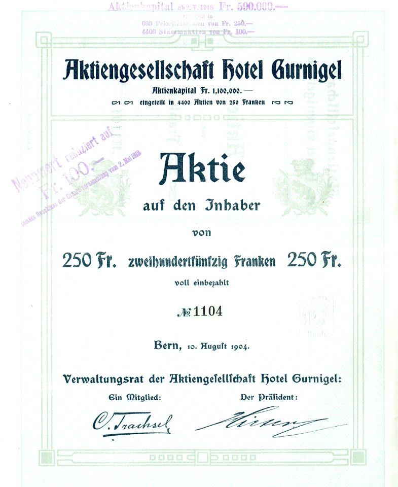 AG Hotel Gurnigel 1904