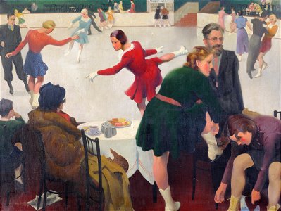 Afternoon at the Ice Rink - Percy Shakespeare. Free illustration for personal and commercial use.