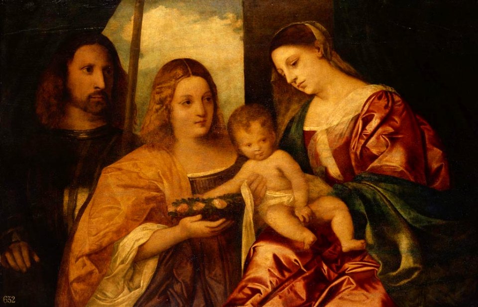 After Titian (c. 1488-Venice 1576) - The Virgin and Child with Saints Dorothy and George - RCIN 402916 - Royal Collection