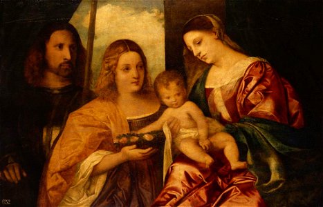After Titian (c. 1488-Venice 1576) - The Virgin and Child with Saints Dorothy and George - RCIN 402916 - Royal Collection