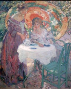 Afternoon Tea by Richard Emil Miller. Free illustration for personal and commercial use.