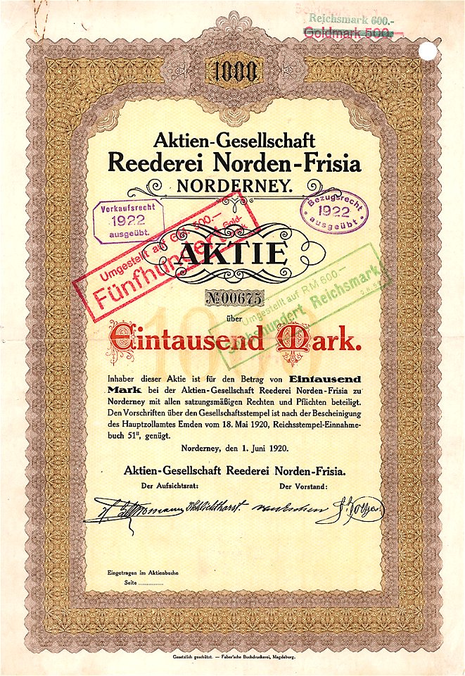 AG Reederei Norden-Frisia 1000 Mk 1920
