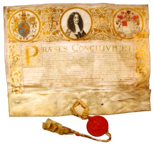 AGAD Akt nominacji Jana Heweliusza na członka Royal Society w Londynie