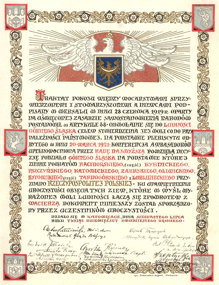 AGAD Akt pamiątkowy połączenia Górnego Śląska z Rzecząpospolitą